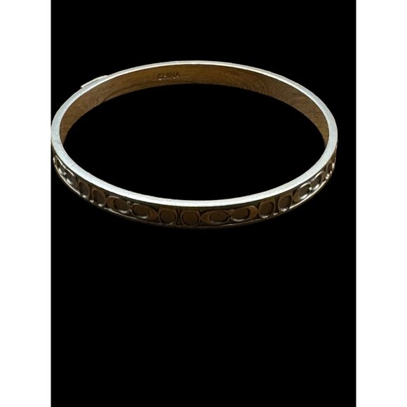 Coach Thin Silver Signature Embossed Bracelet - Picture 1 of 6